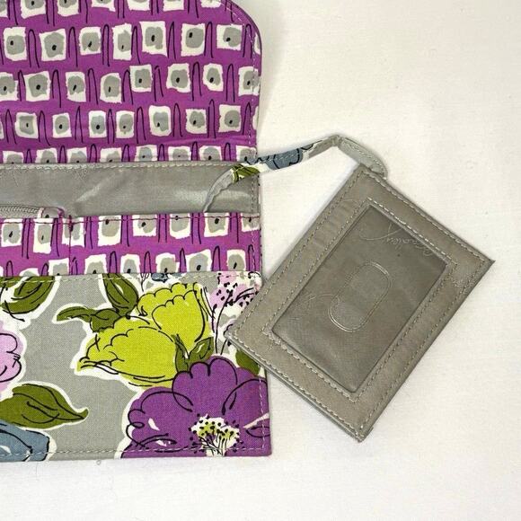 Vera Bradley Travel Wallet Watercolor Gray Floral Slim Flat Clutch NWT - Picture 4 of 9